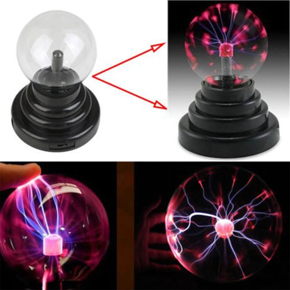 Boule Plasma Tactile en Verre – Lampe Électrique Décorative (3 à 8 pouces)