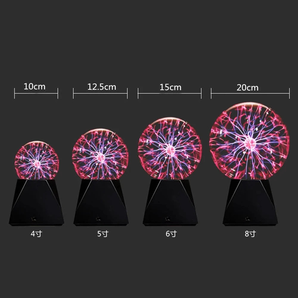Boule Plasma Tactile en Verre – Lampe Électrique Décorative (3 à 8 pouces)