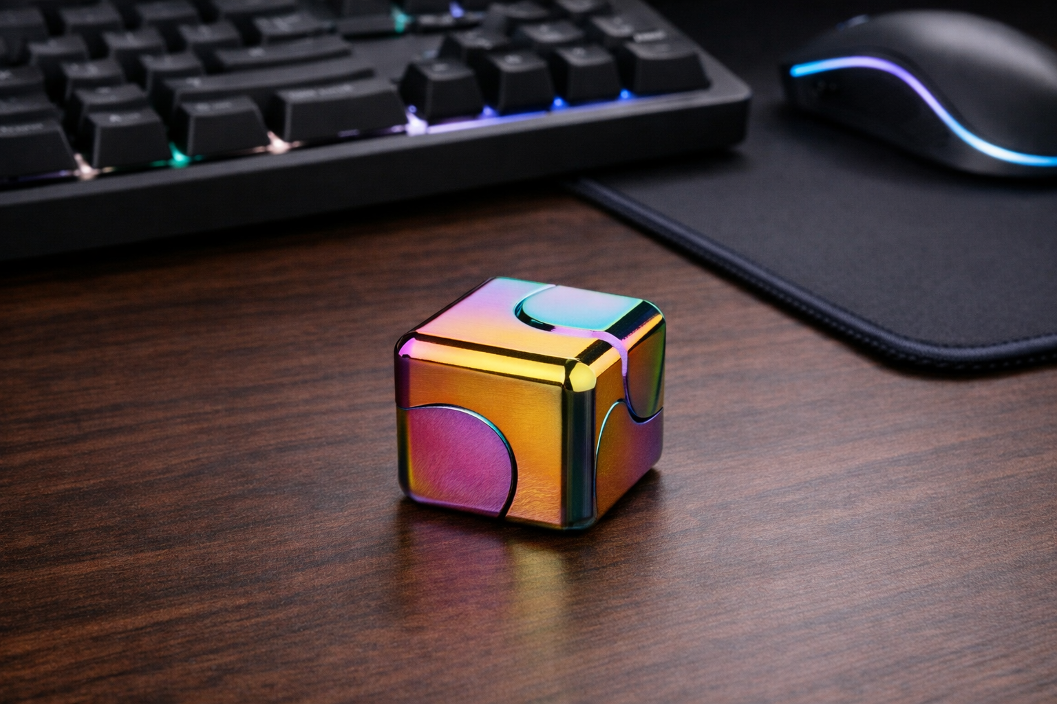Cube Spinner en Métal – Puzzle Cinétique de Bureau