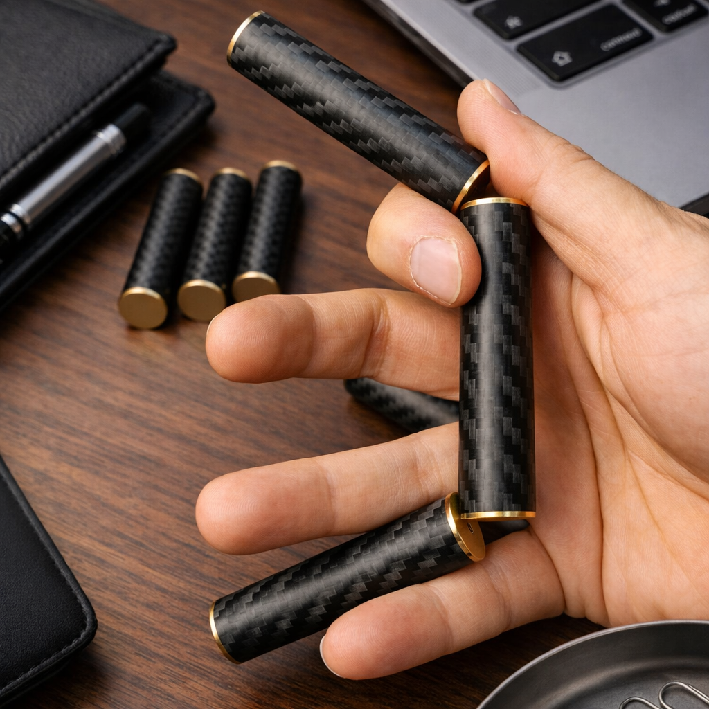 Fidget Spinner EDC en Métal et Fibre de Carbone – Rotation Tripartite