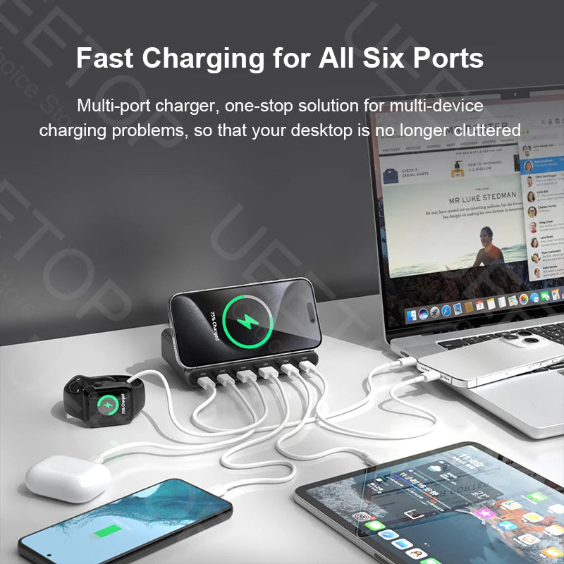 Station de Charge GaN 160W – Charge Sans Fil & USB-C PD