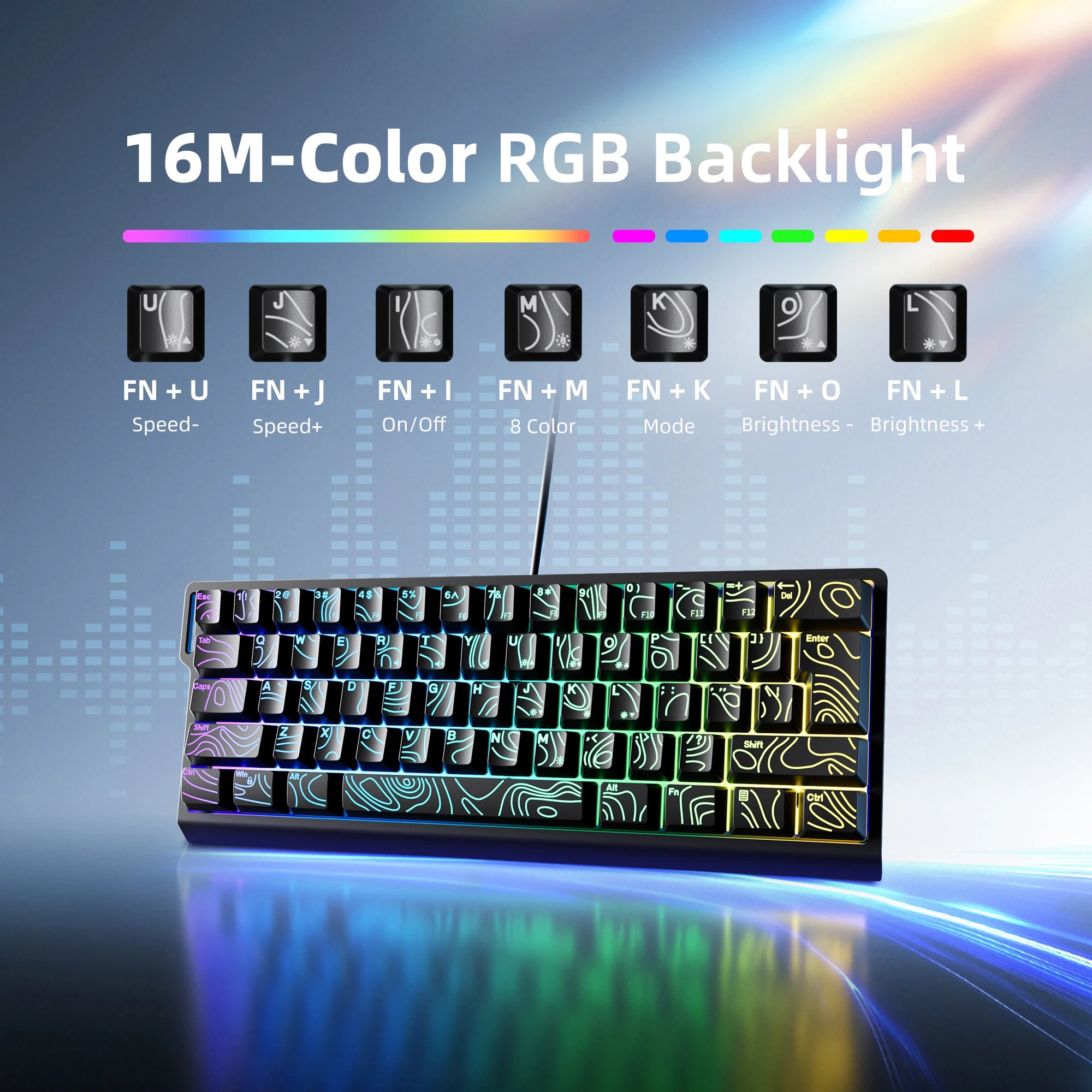 Clavier Compact 60% Filaire – RGB Dynamique & Design Dégradé