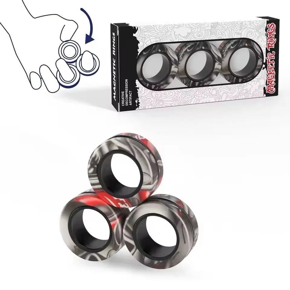 Anneaux Fidget Magnétiques – Lot de 3, Accessoire Anti-Stress Discret