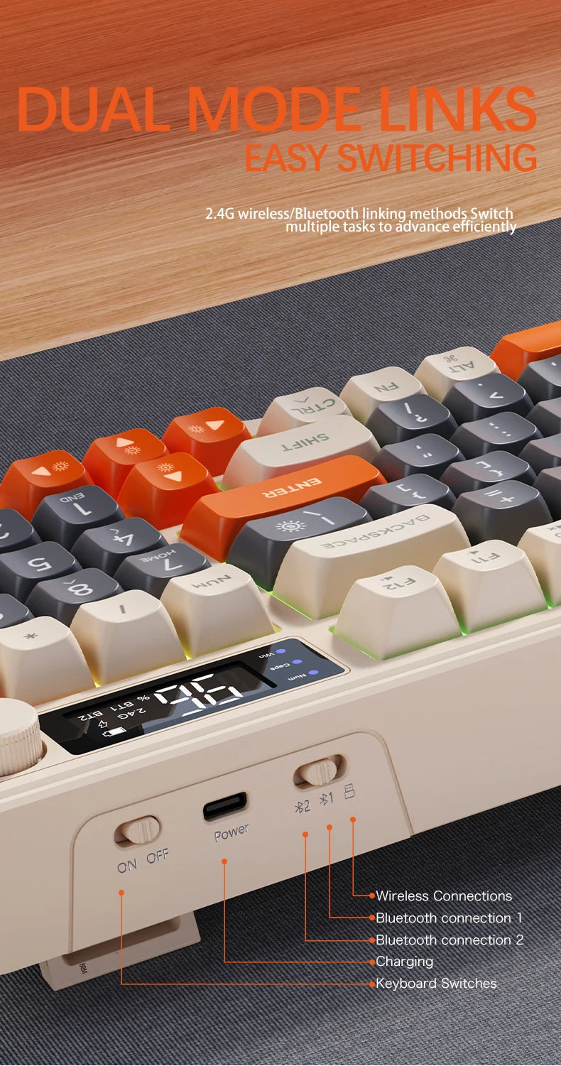 Clavier Sans Fil FreeWolf M96 – Écran Intégré & Connexion Multi-Appareils