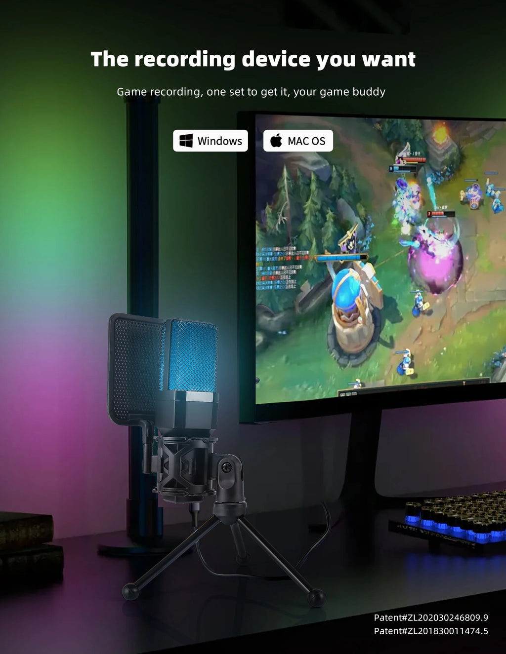 Microphone Gaming Condensateur RGB — Studio & Streaming