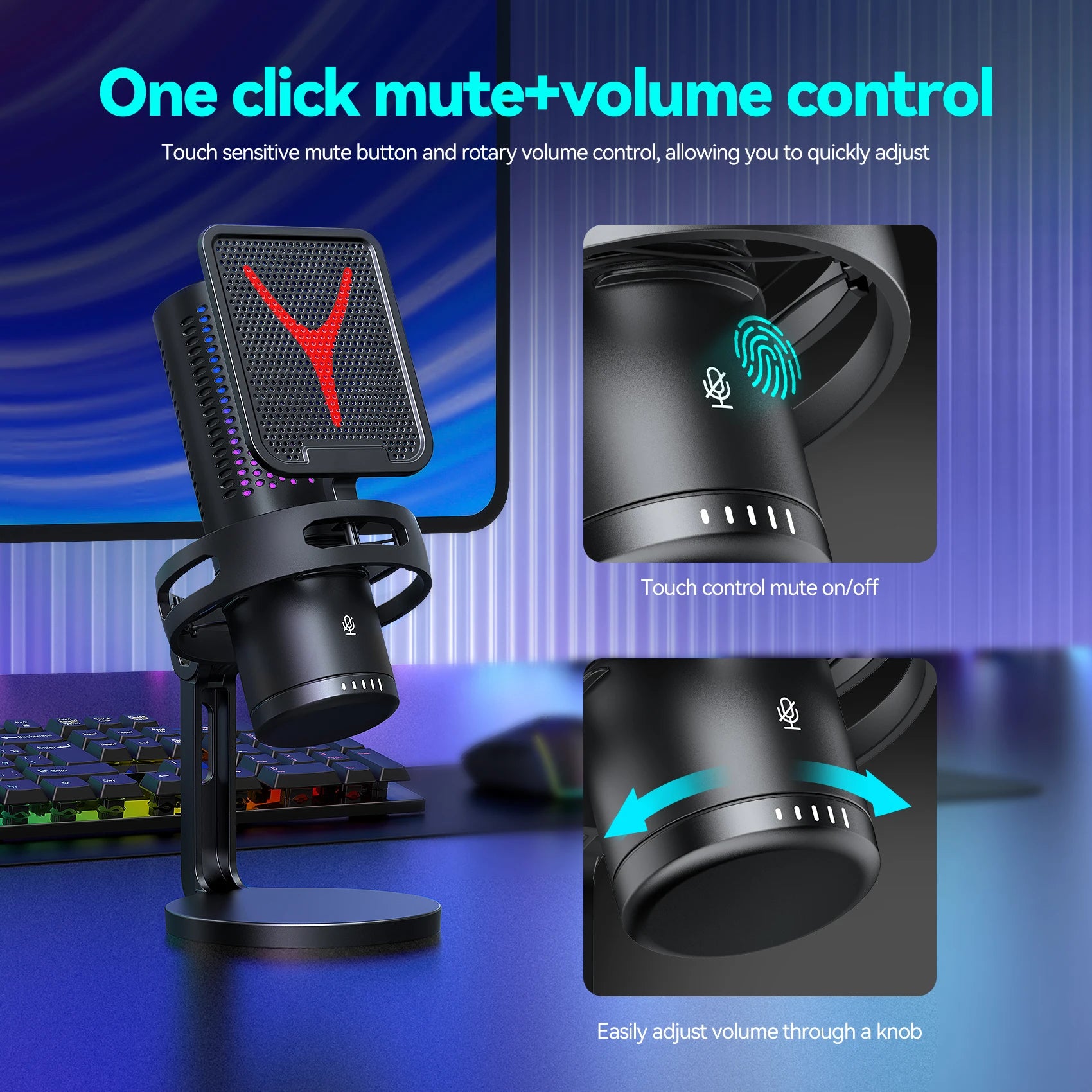 Microphone Gaming Condensateur RGB — Studio & Streaming