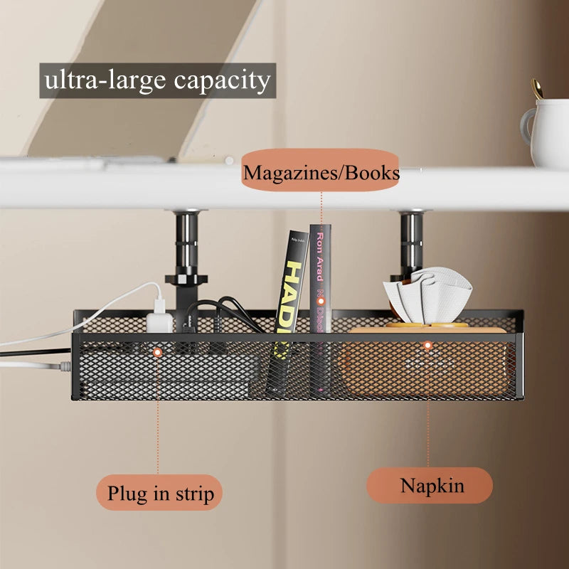 Extendable Under Desk Cable Tray – No-Drill Metal Cable Management