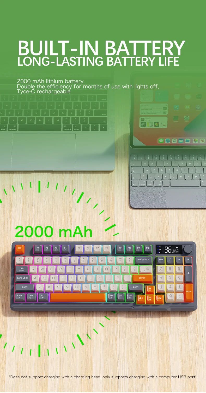 Clavier Sans Fil FreeWolf M96 – Écran Intégré & Connexion Multi-Appareils