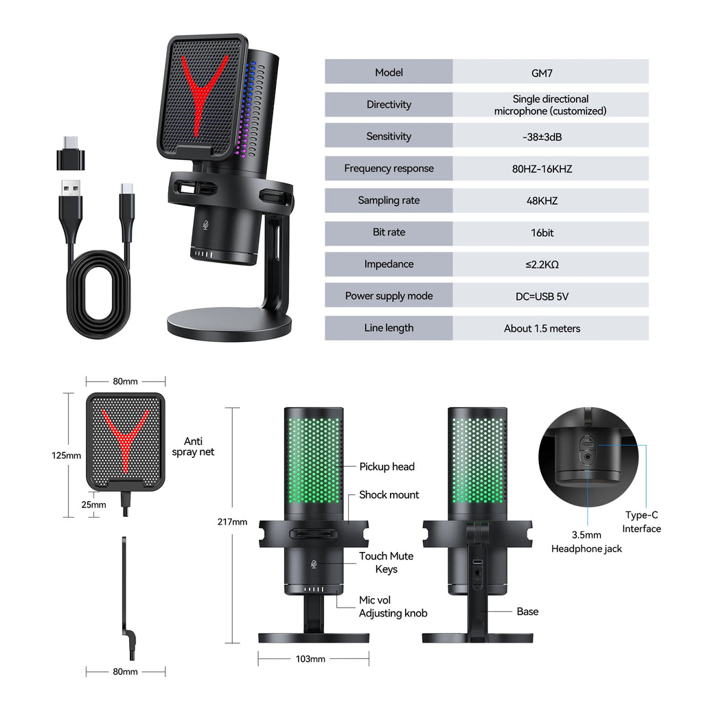 Microphone Gaming Condensateur RGB — Studio & Streaming