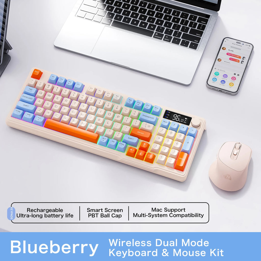 Clavier Sans Fil FreeWolf M96 – Écran Intégré & Connexion Multi-Appareils