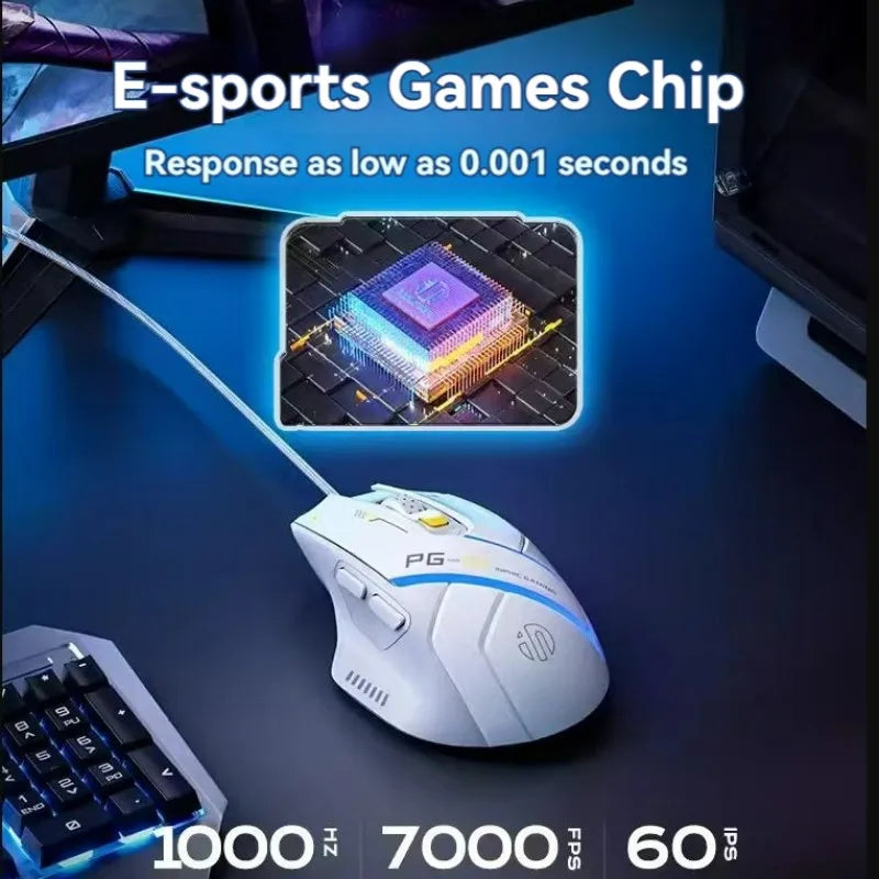 Souris Gaming Inphic PG1 – 12800 DPI, Macro & Précision Haute Fréquence