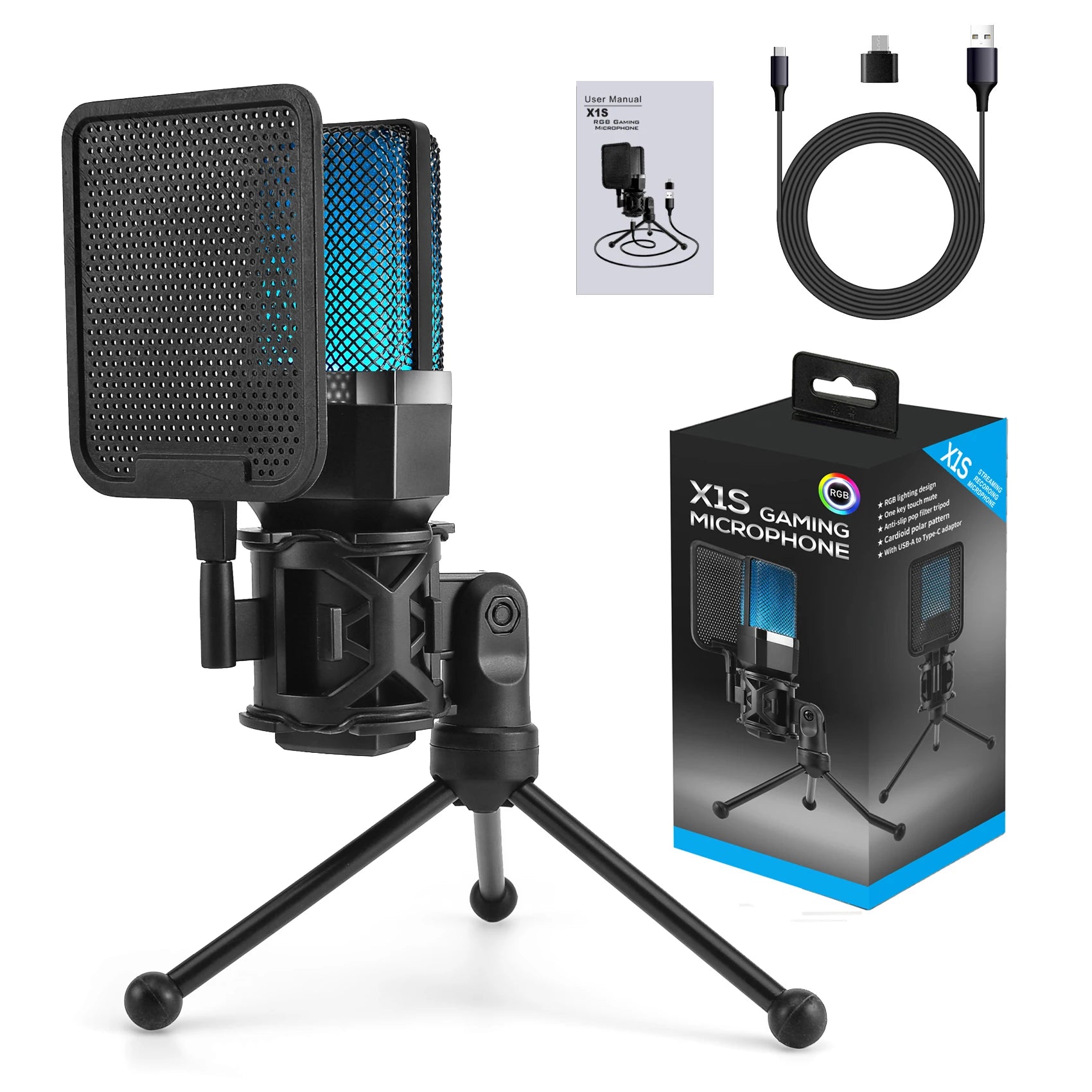 Microphone Gaming Condensateur RGB — Studio & Streaming