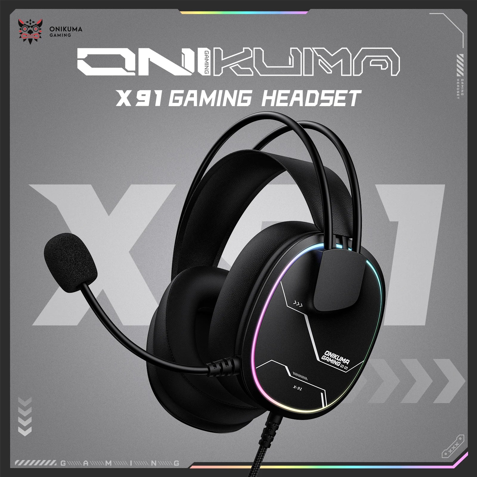 Casque Gaming ONIKUMA X91 – Son Surround Hi-Fi avec Carte Son USB, Confort Ergonomique PC & PS