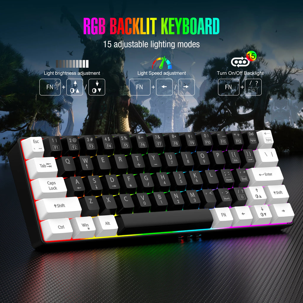 Clavier Gaming 60% Filaire – Ultra-Compact, RGB & Résistant