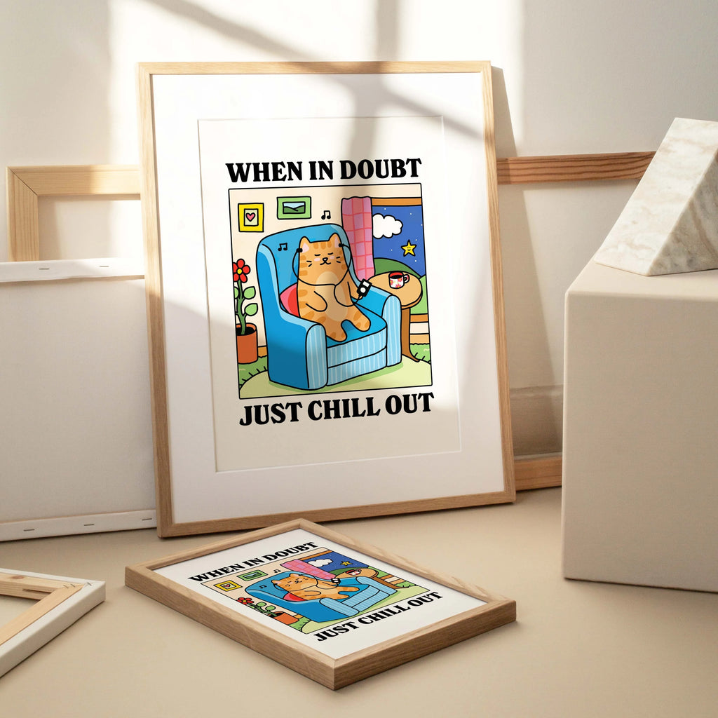 Affiche Murale “Just Chill” – Ambiance Posée & Identité Visuelle Douce