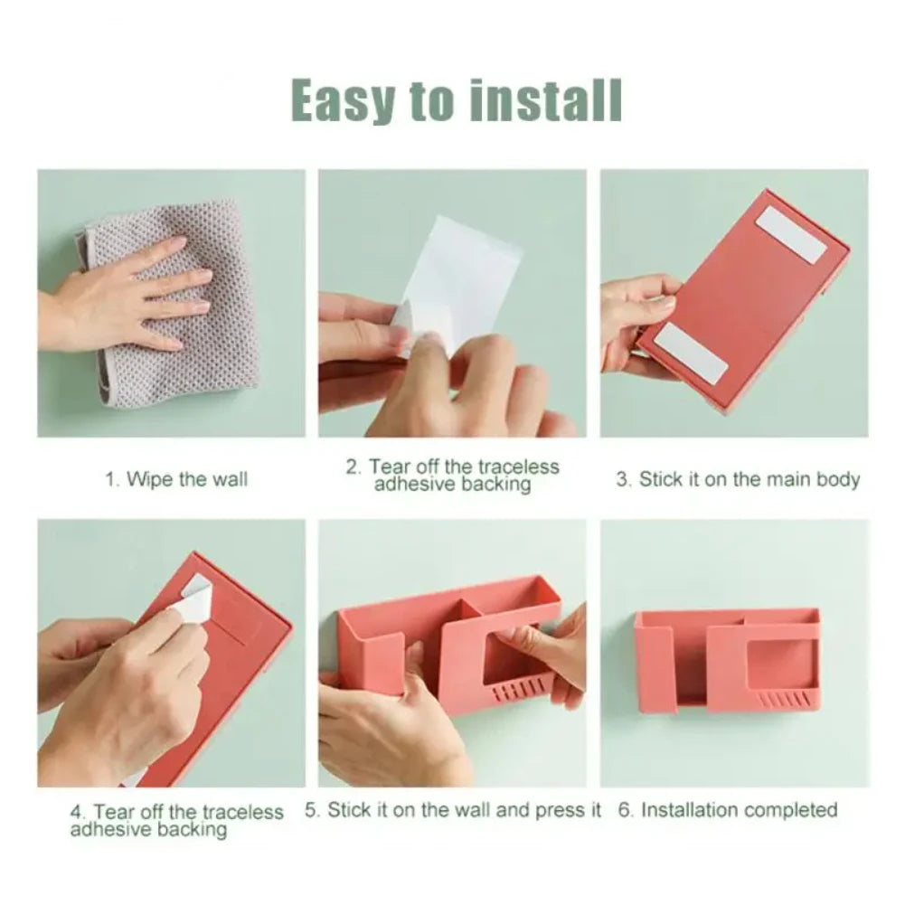 Support Mural Télécommande & Smartphone – Fixation Sans Perçage