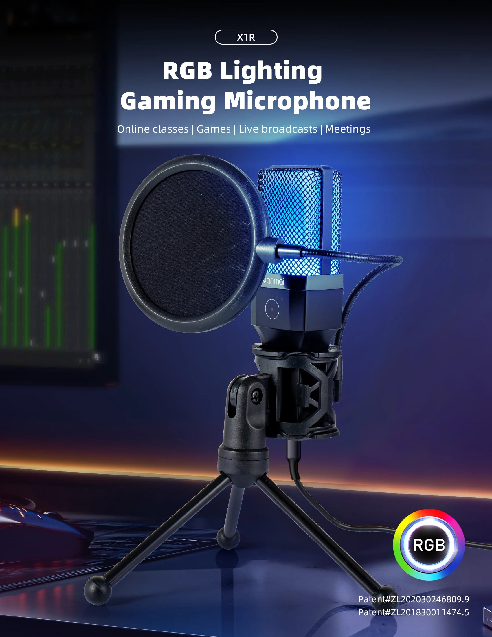 Microphone Gaming Condensateur RGB — Studio & Streaming