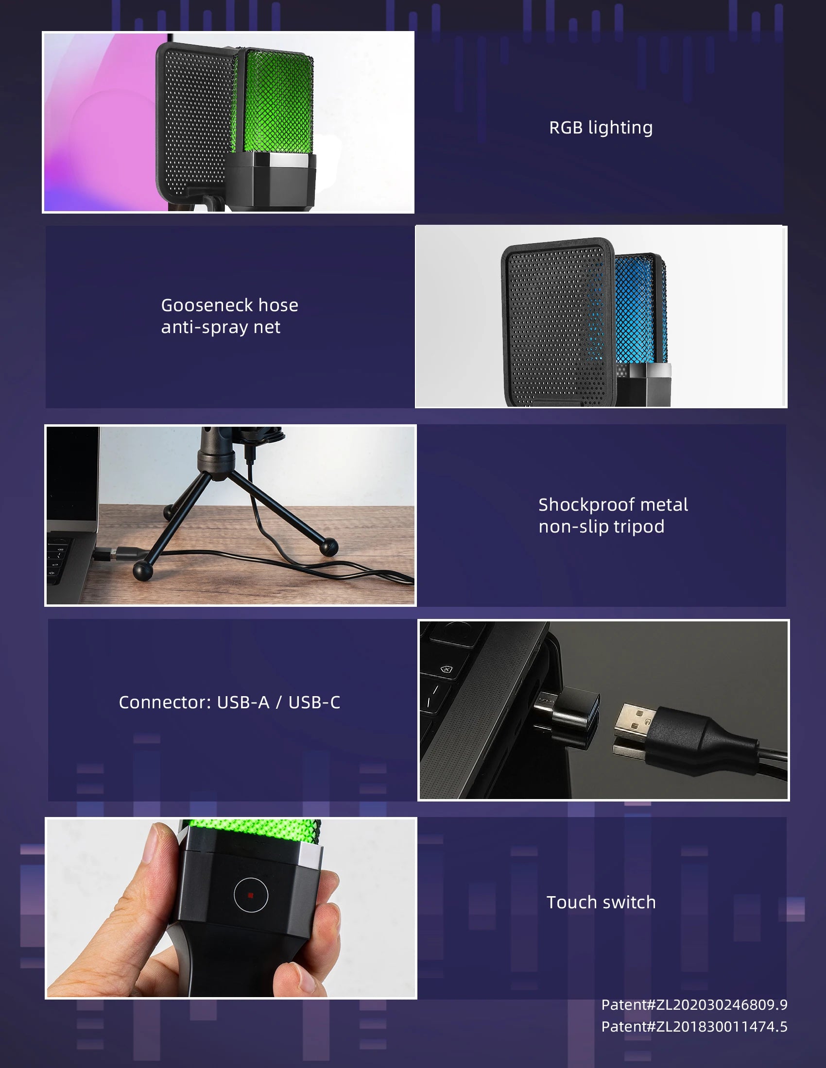 Microphone Gaming Condensateur RGB — Studio & Streaming