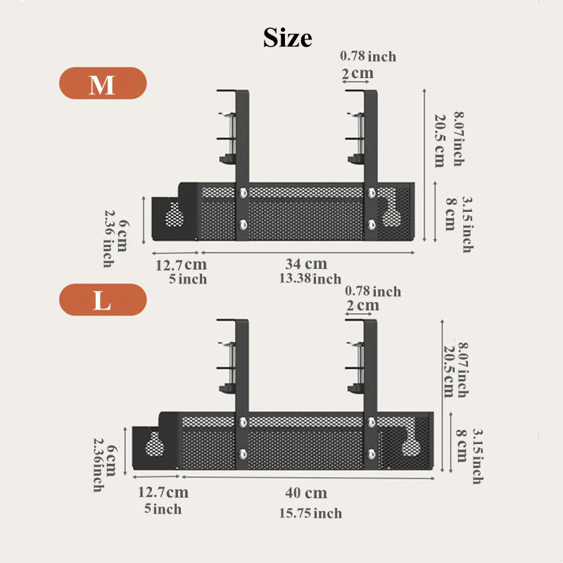 Extendable Under Desk Cable Tray – No-Drill Metal Cable Management
