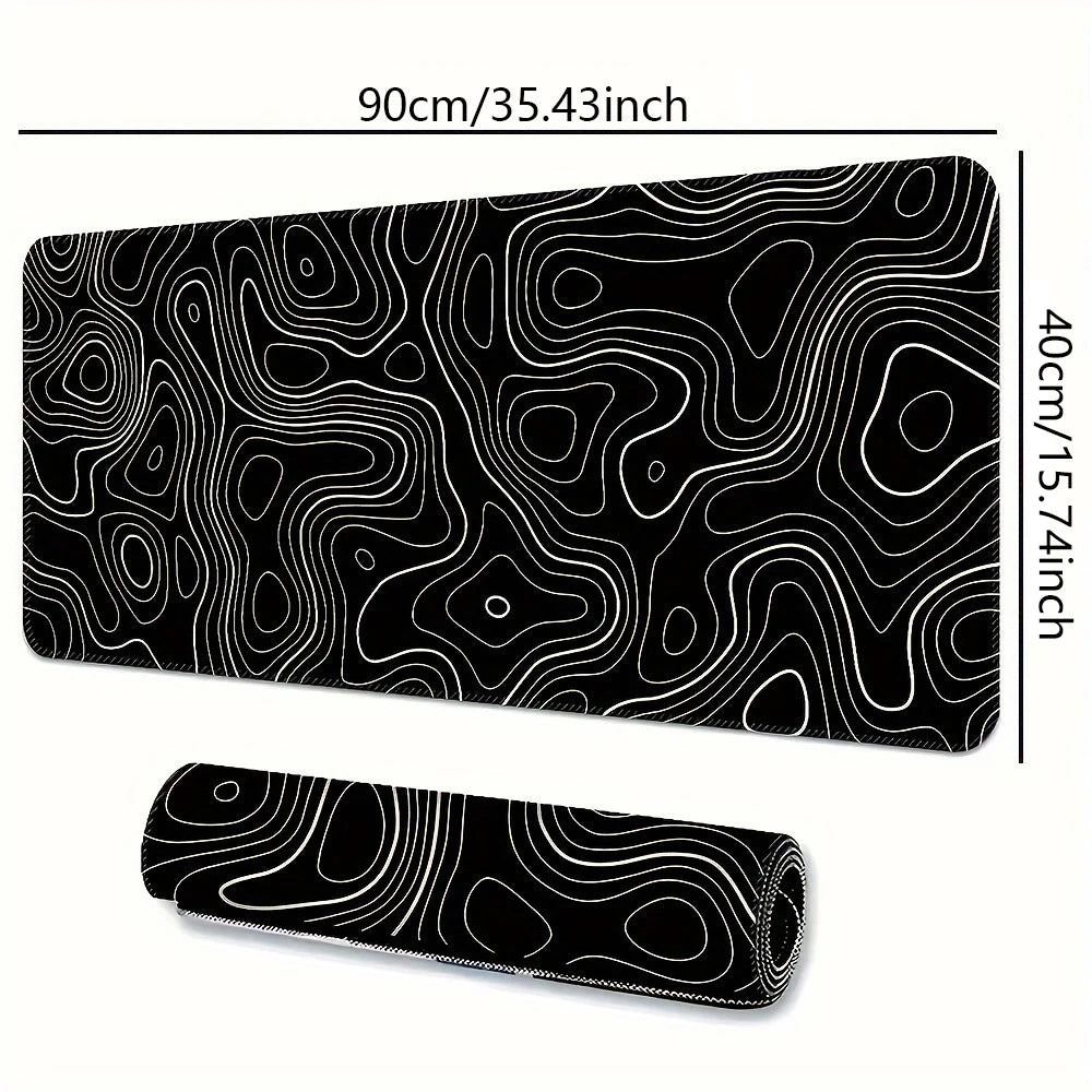 Tapis de Bureau XXL Étendu — Gaming & Setup Pro - Courbes topographiques