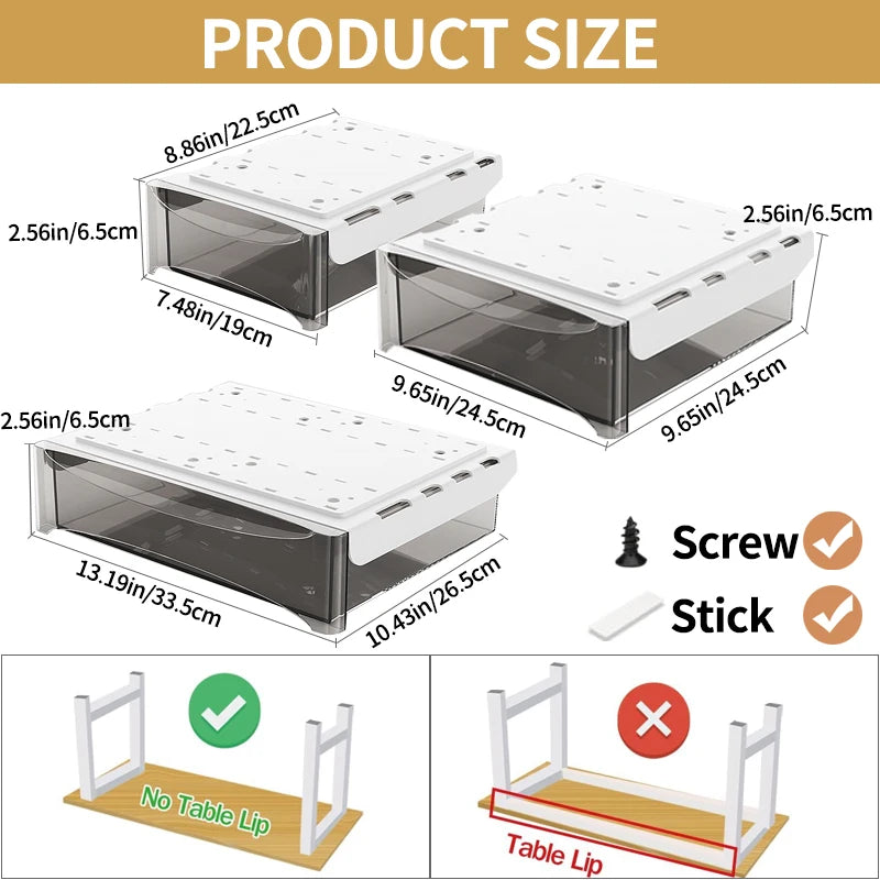 Under Desk Storage Drawer – Slide-Out Organizer with Cable Management