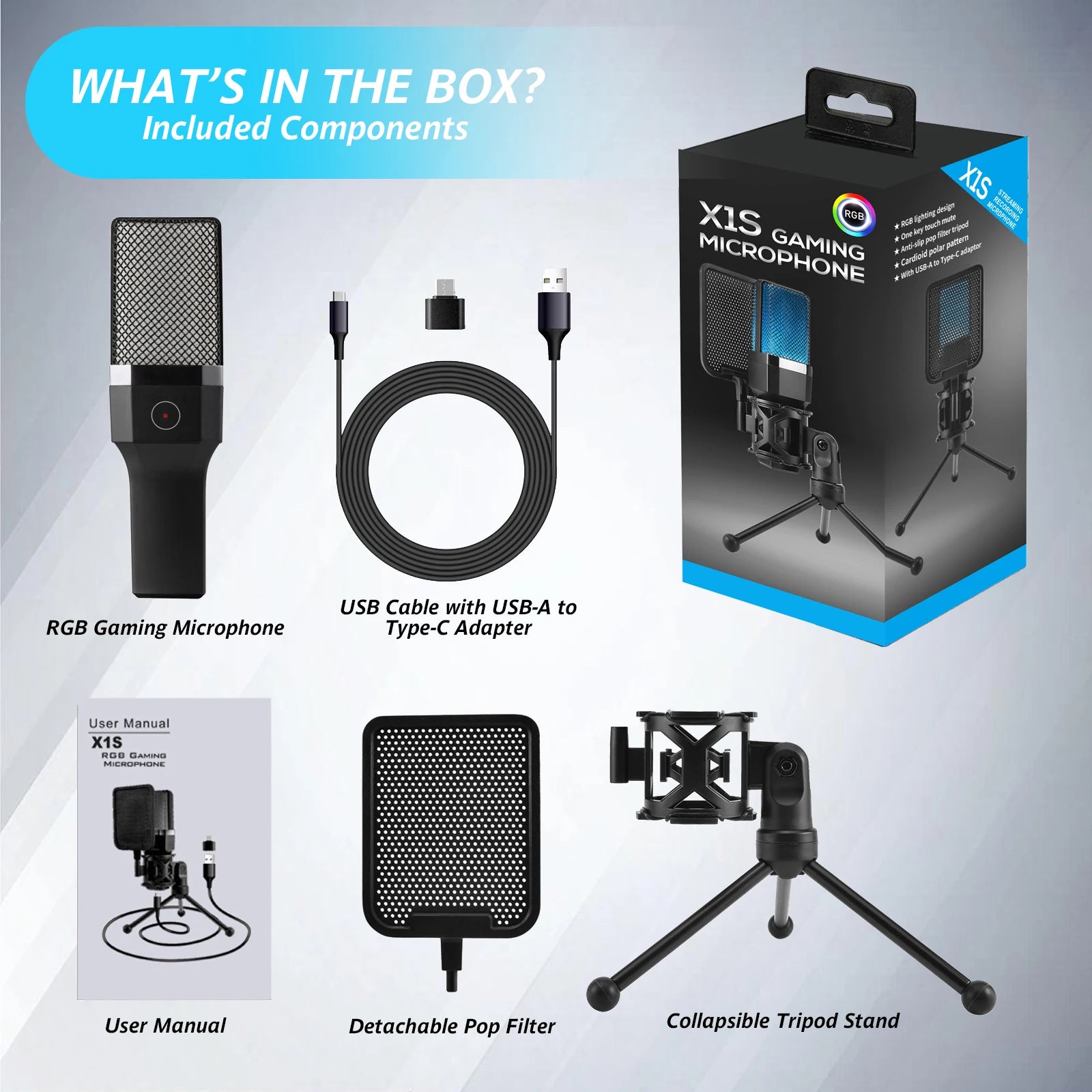 Microphone Gaming Condensateur RGB — Studio & Streaming