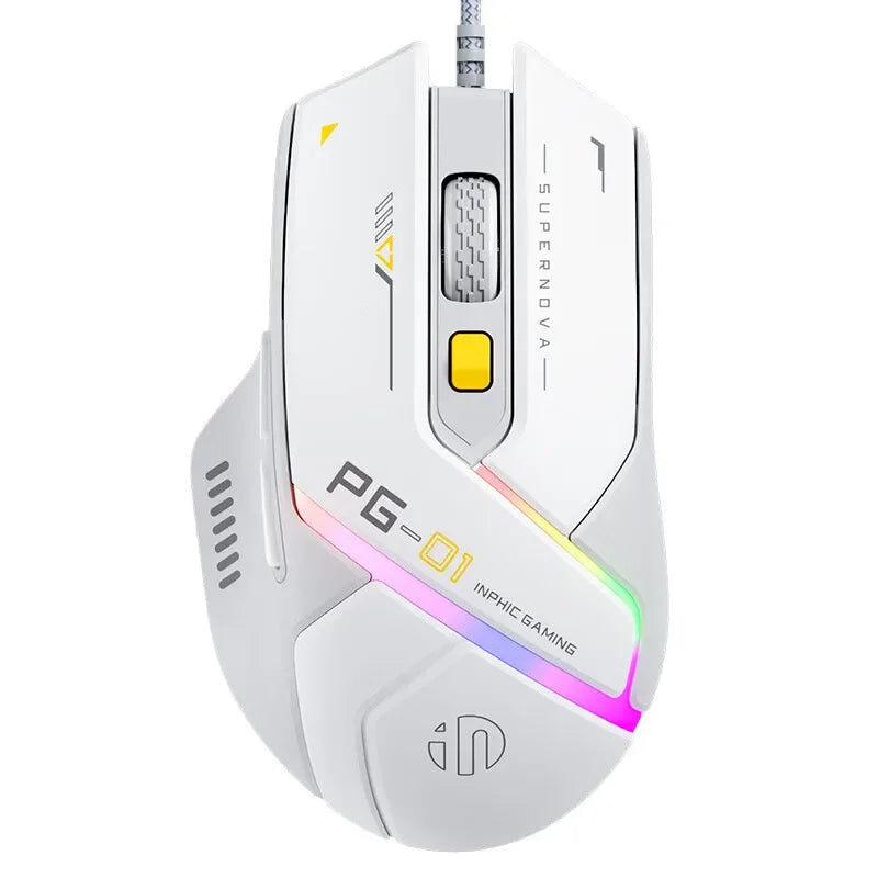 Souris Gaming Inphic PG1 – 12800 DPI, Macro & Précision Haute Fréquence