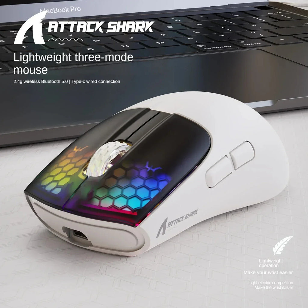 Attack Shark X5 – Souris Sans Fil Tri-Mode RGB, 4000 DPI