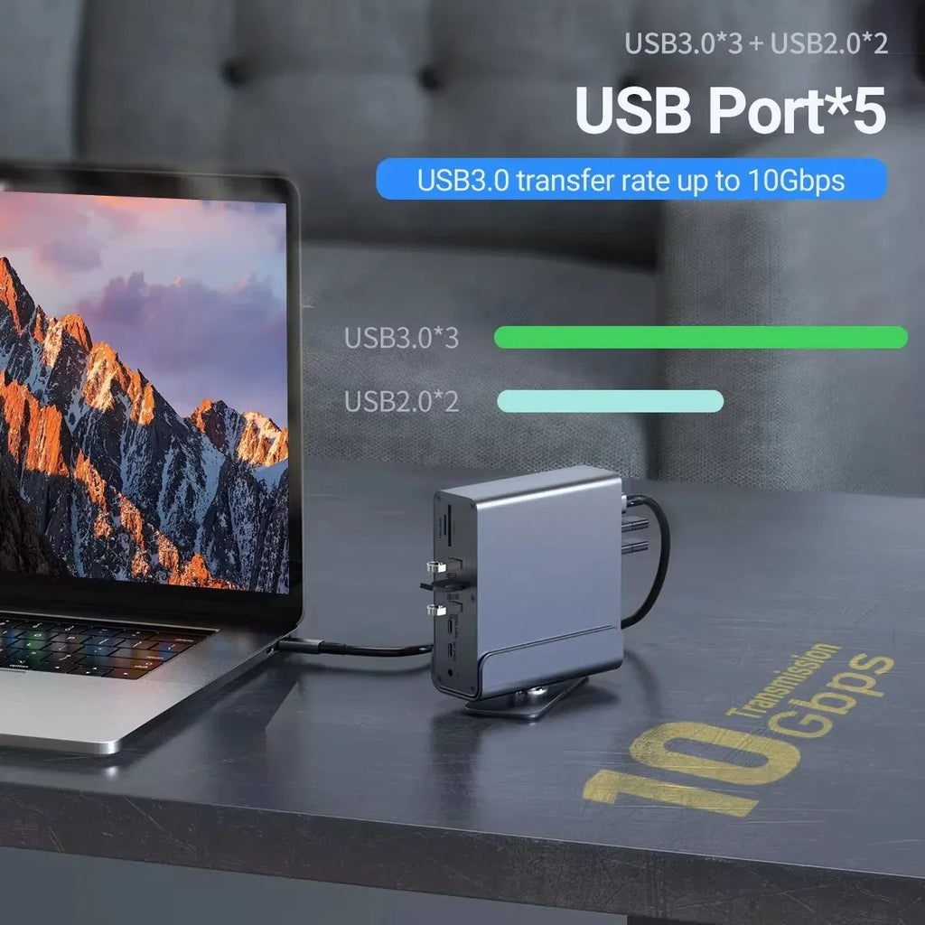 Station d’Accueil USB-C 15-en-1 – Triple Affichage 4K 60Hz, RJ45 & PD 100W