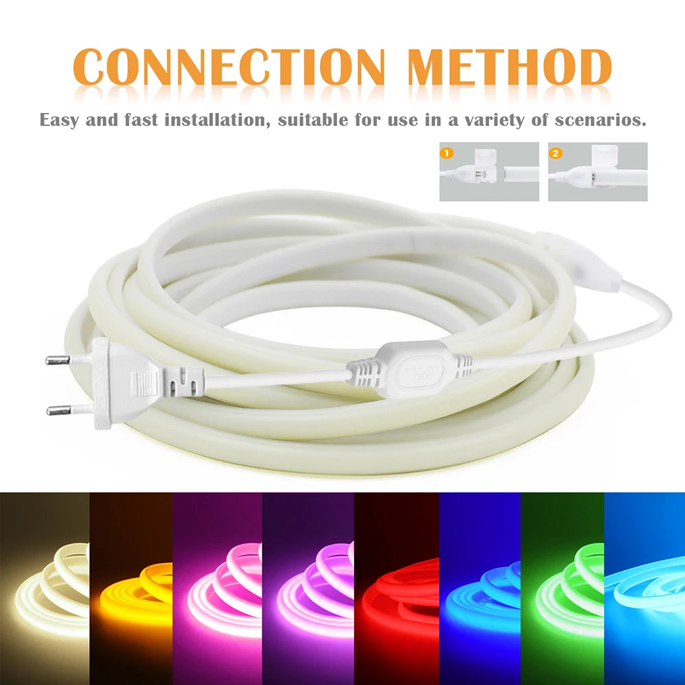 Bande LED Néon COB 220V – 288 LED/m, IP67, RA90