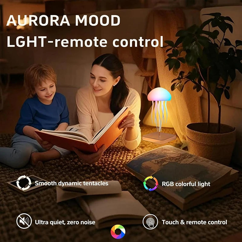Lampe Méduse LED RGB Rechargeable – 9 Tentacules – Tactile & Télécommande