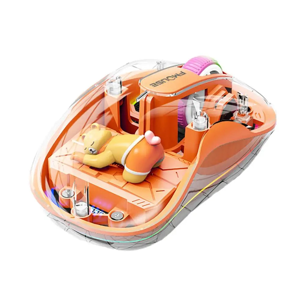 Souris Sans Fil Transparente Rechargeable – Bluetooth 3 Modes, 2400 DPI