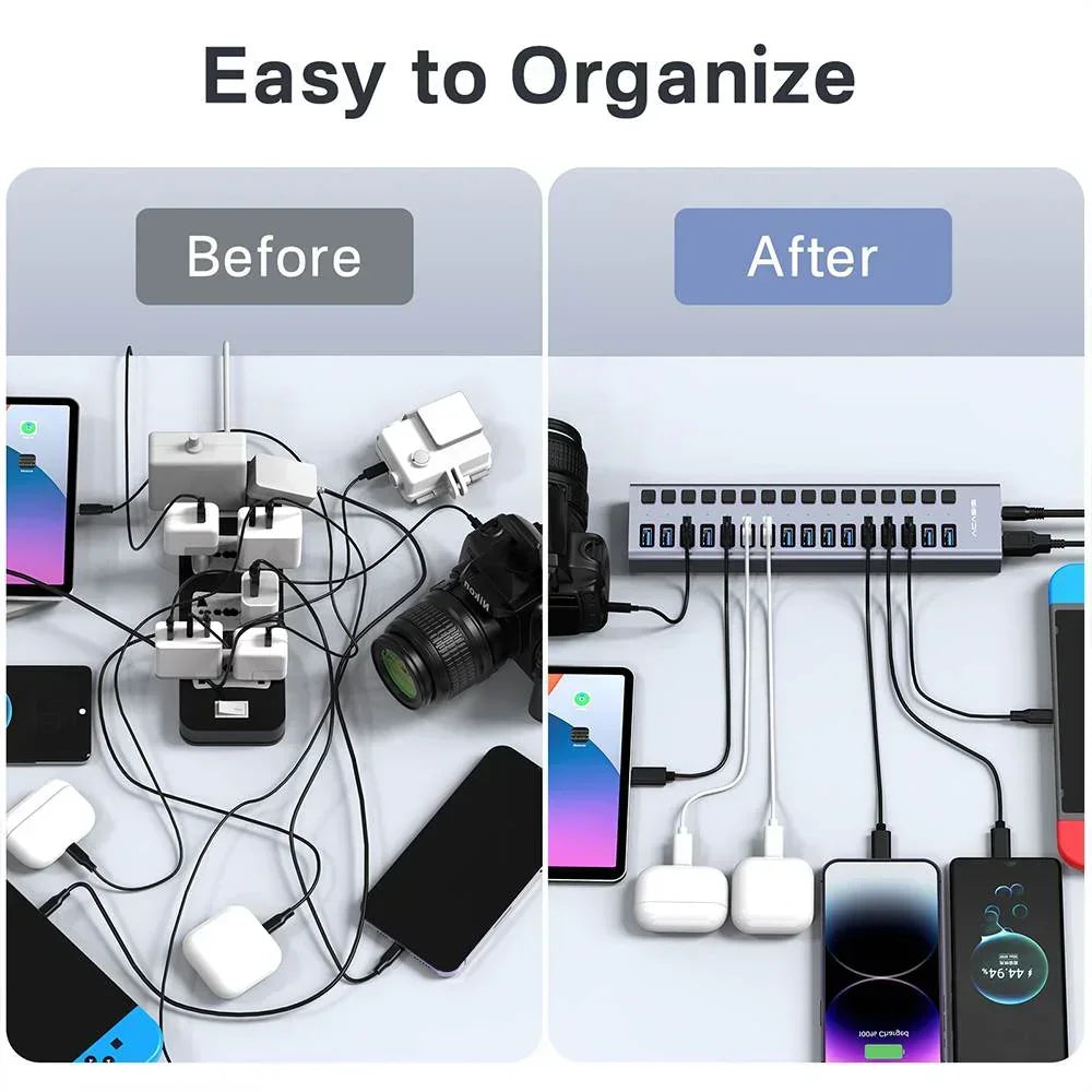 Hub USB Acasis 3.1 – 10 Gbps, Contrôle Total & Organisation Structurée (matériel PRO)