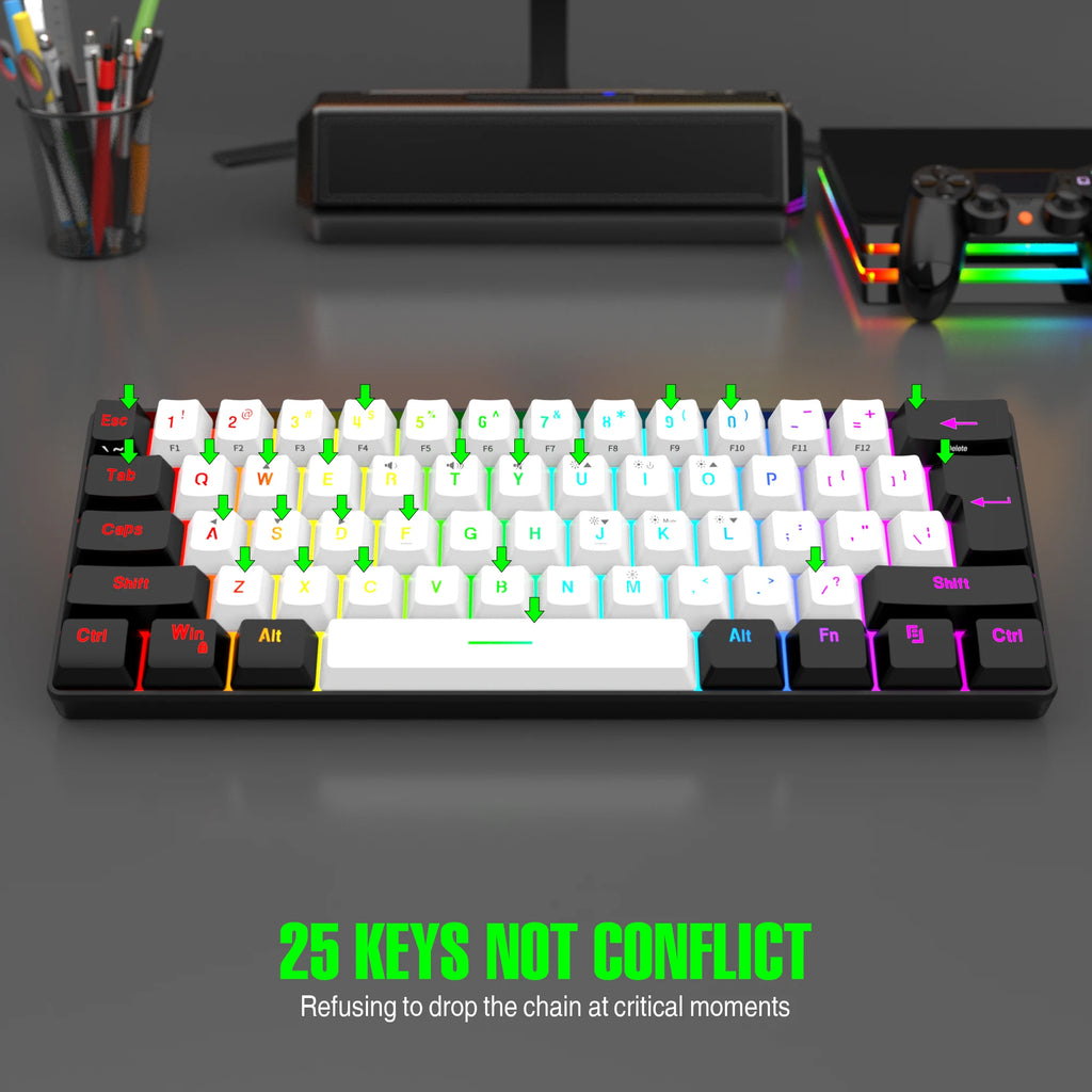 Clavier Gaming 60% Filaire – Ultra-Compact, RGB & Résistant
