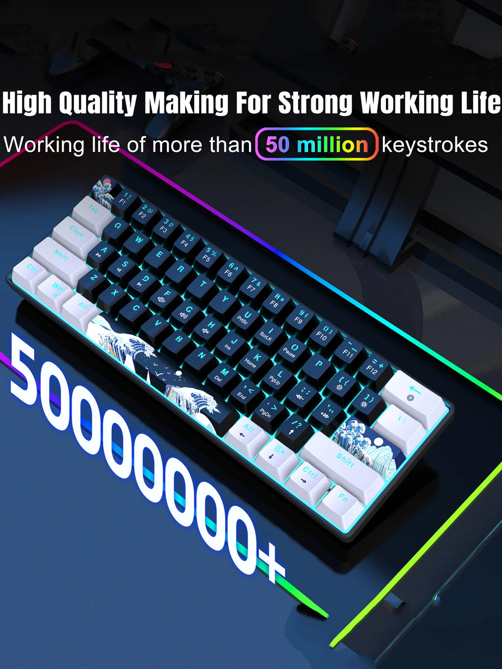 Clavier Mécanique 60% HXSJ – 61 Touches, Précision Directe & Format Ultra-Compact