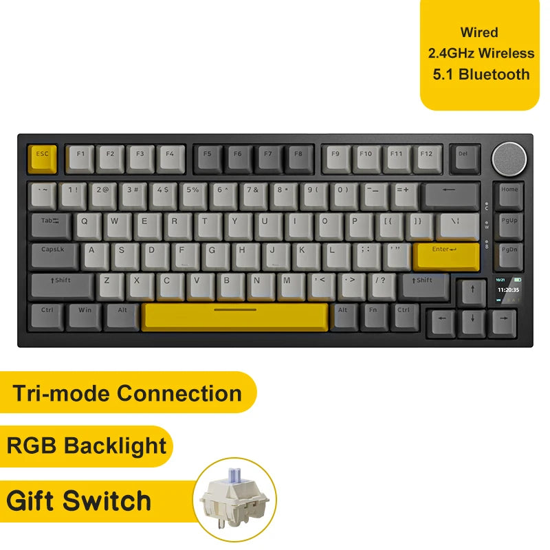 AK820 Wireless Mechanical Keyboard – Bluetooth, Hot-Swap & Control Knob