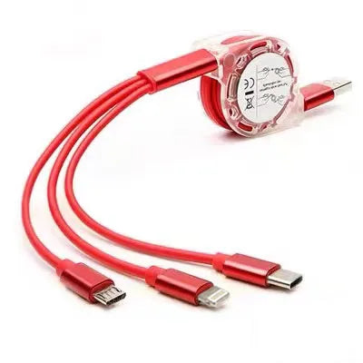 Câble USB Rétractable 3-en-1 – Charge & Données Compact