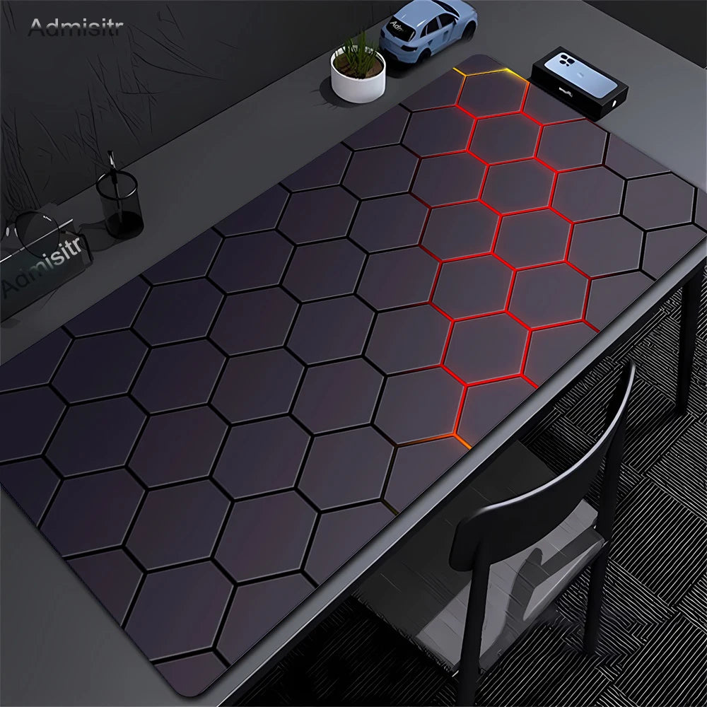 Tapis de Bureau XXL “Hexagon” — Design Structuré, Précision et Confort