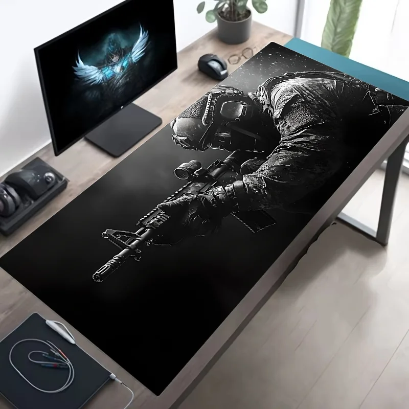Tapis de bureau XXL gaming antidérapant avec bords cousus