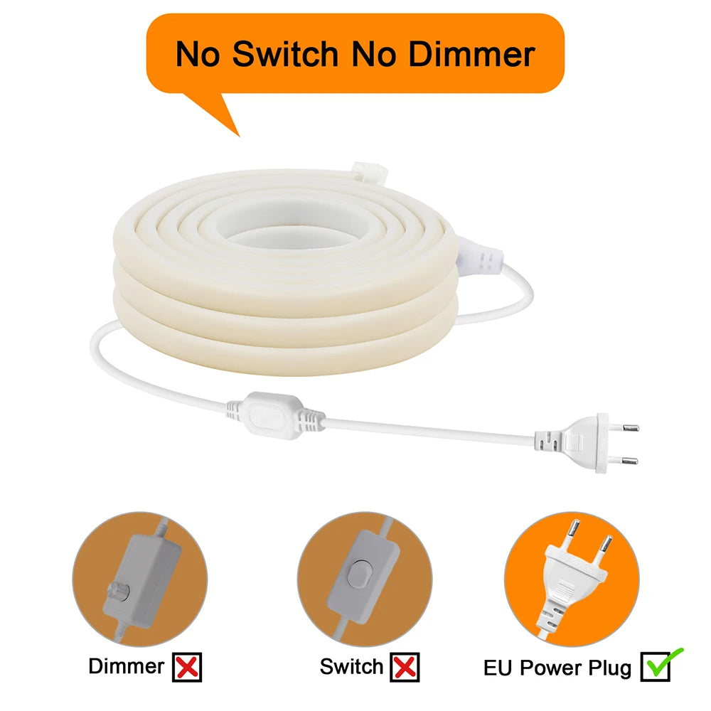 Bande LED Néon COB 220V – 288 LED/m, IP67, RA90