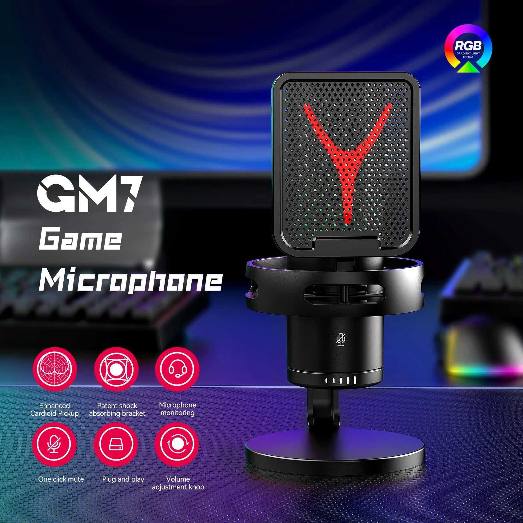 Microphone Gaming Condensateur RGB — Studio & Streaming