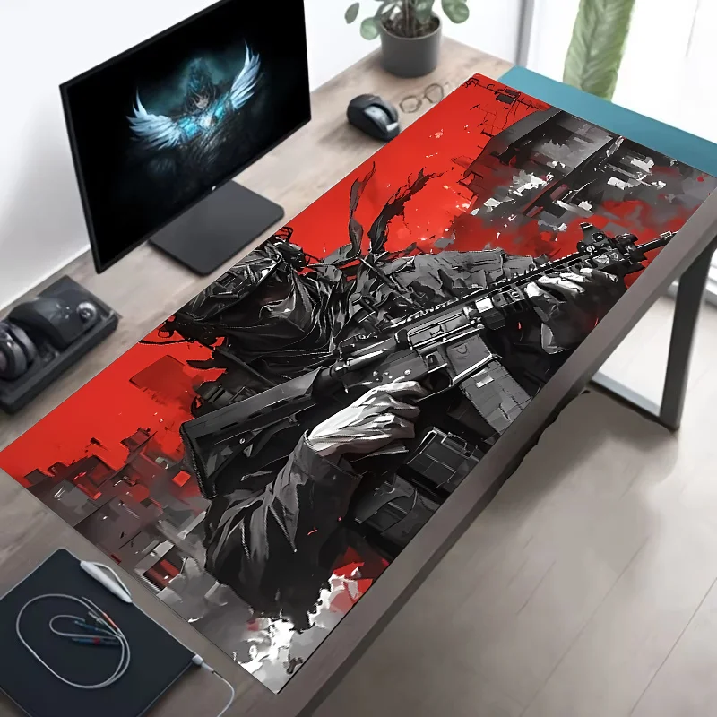Tapis de bureau XXL gaming antidérapant avec bords cousus