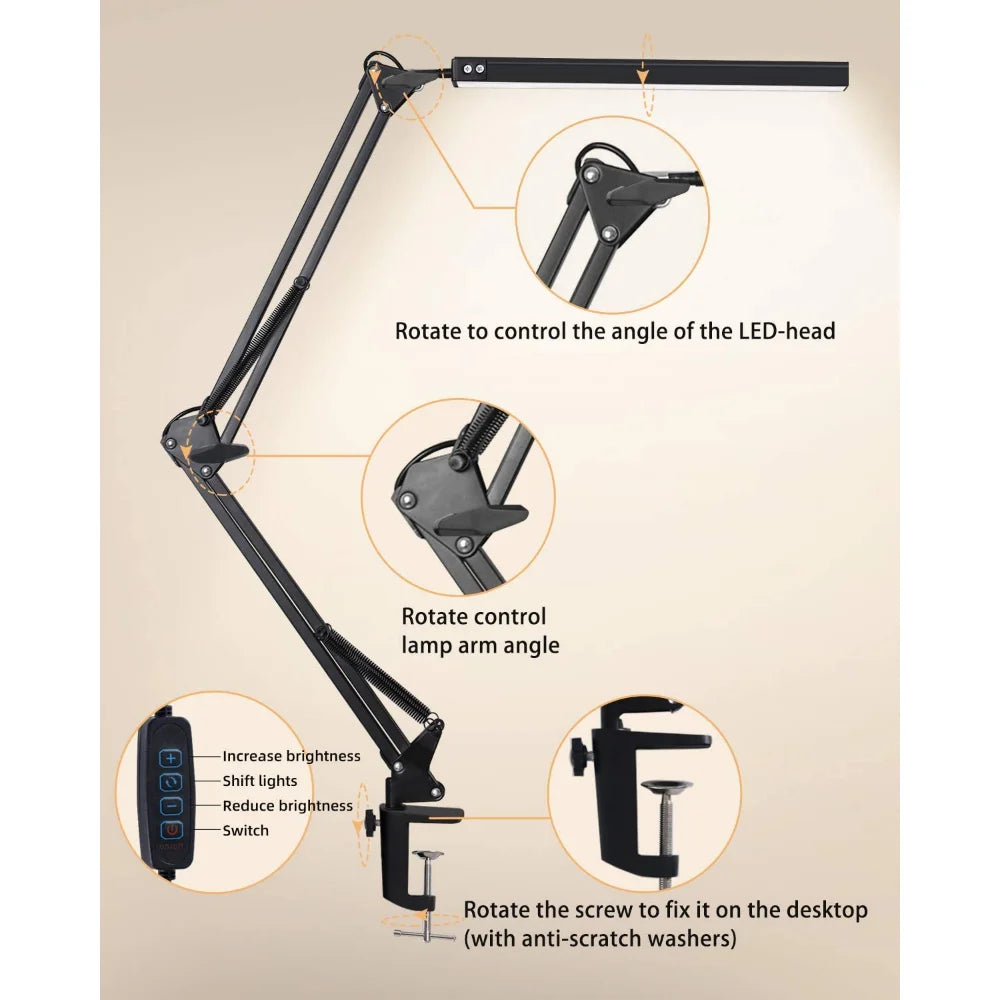 Lampe de bureau LED minimaliste – intensité réglable tactile, design en acier inoxydable