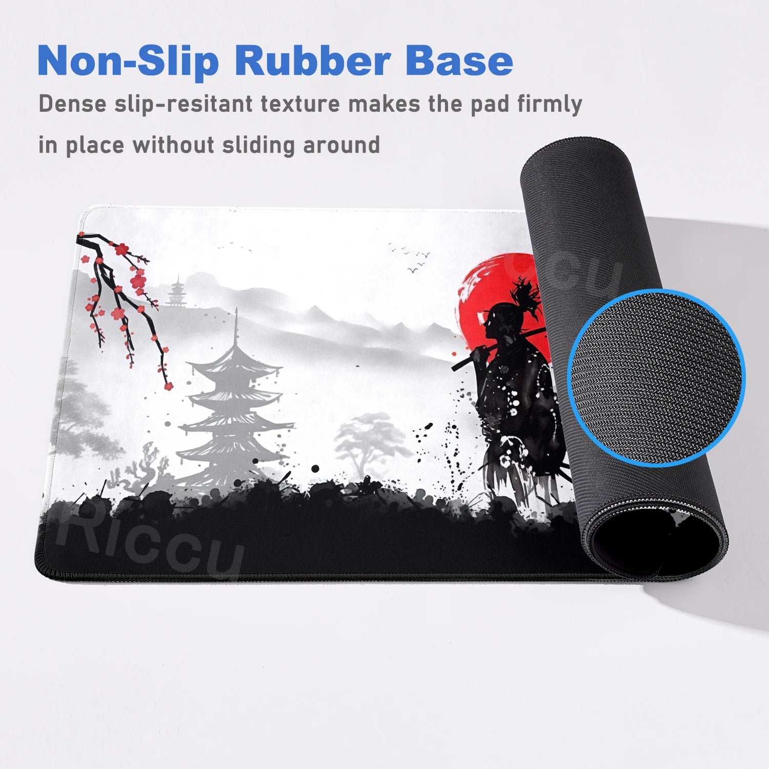 Tapis de Bureau XXL “Samouraï & Soleil Rouge” – Élégance Japonaise, confort et Précision