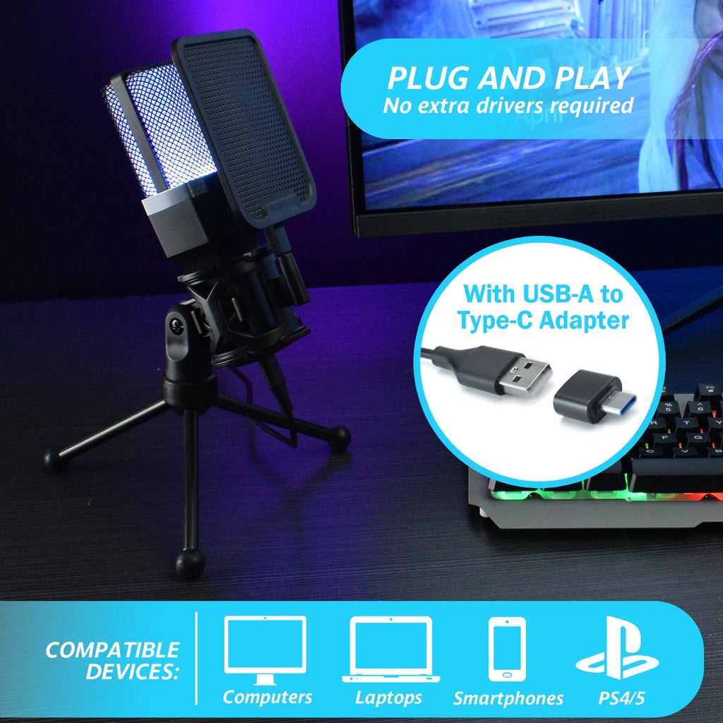 Microphone Gaming Condensateur RGB — Studio & Streaming