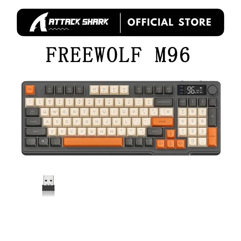 Clavier Sans Fil FreeWolf M96 – Écran Intégré & Connexion Multi-Appareils