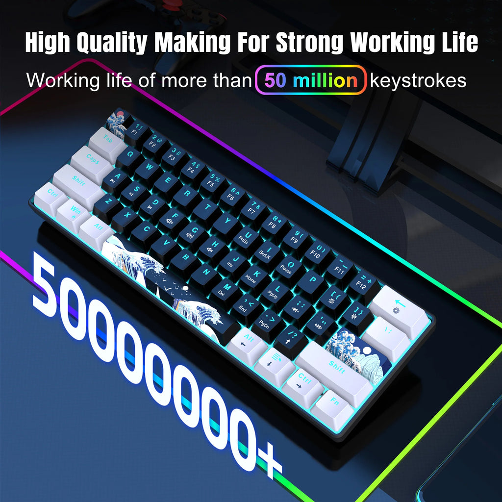 Clavier Mécanique 60% HXSJ – 61 Touches, Précision Directe & Format Ultra-Compact