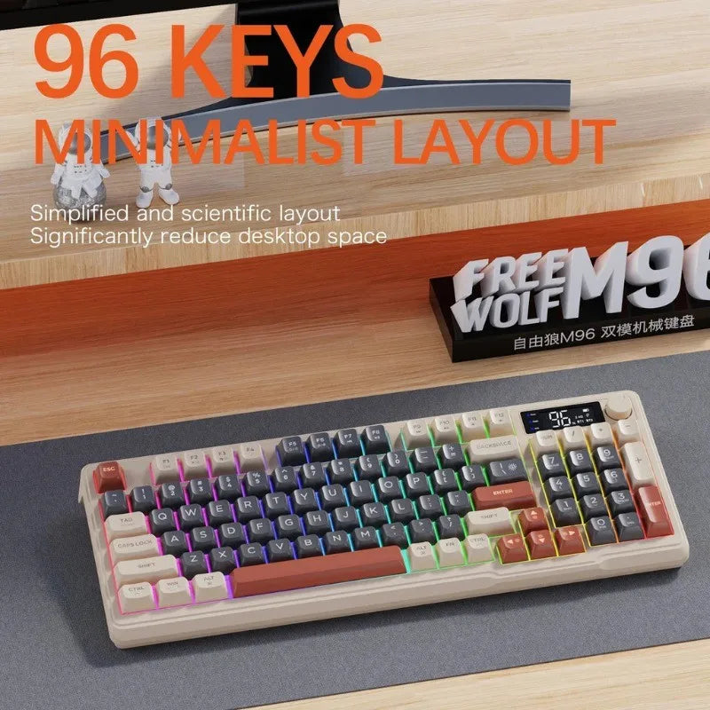 Clavier Sans Fil FreeWolf M96 – Écran Intégré & Connexion Multi-Appareils