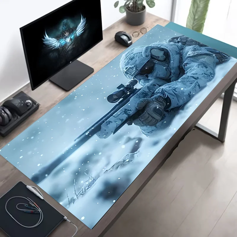 Tapis de bureau XXL gaming antidérapant avec bords cousus