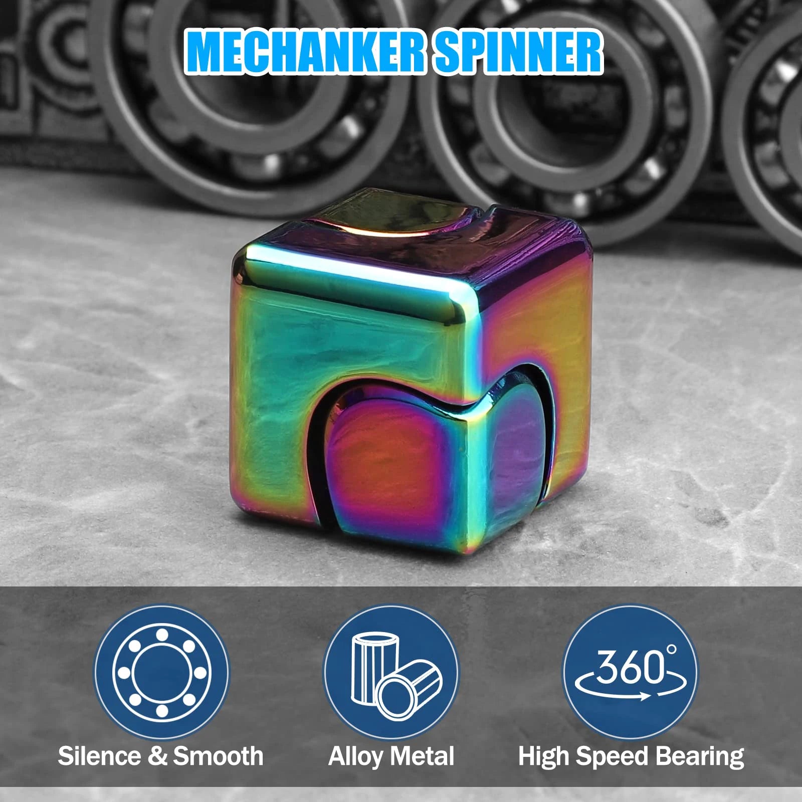 Cube Spinner en Métal – Puzzle Cinétique de Bureau